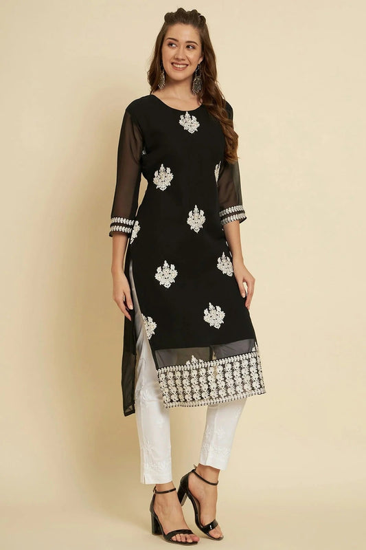 Black Georgette Kurti NCKR11112050