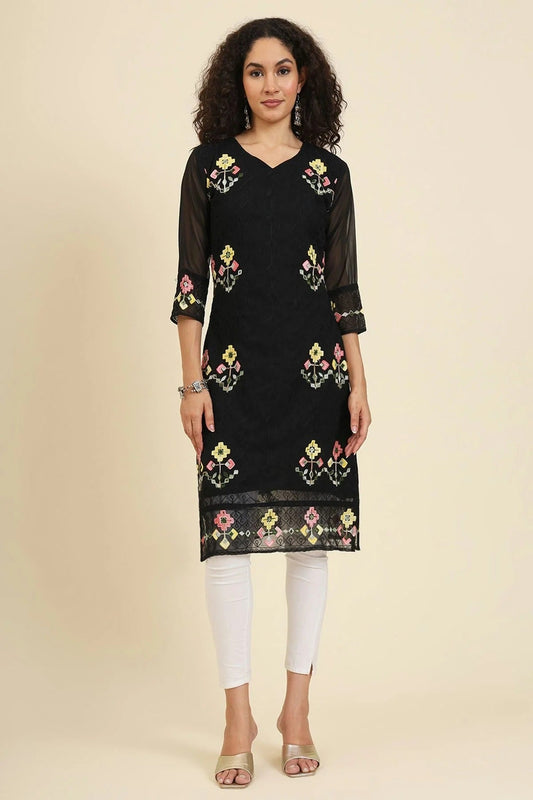 Black Georgette Kurti NCKR11112058