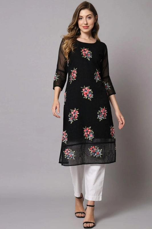 Black Georgette Kurti NCKR11112082