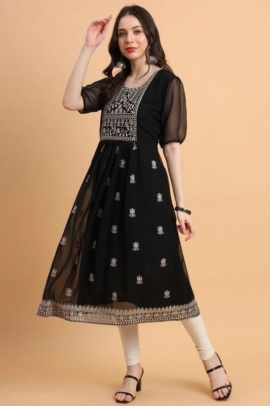 Black Georgette Kurti NCKR11112099