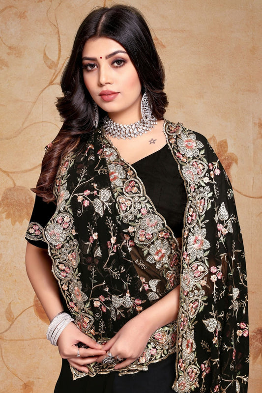 Black Georgette Saree NCSD10910234