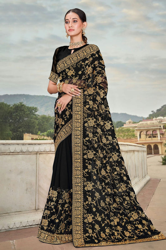 Black Georgette Saree NCSD10910385