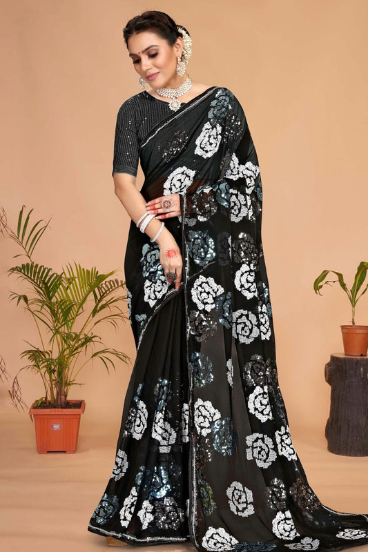 Black Georgette Saree NCSD10910455