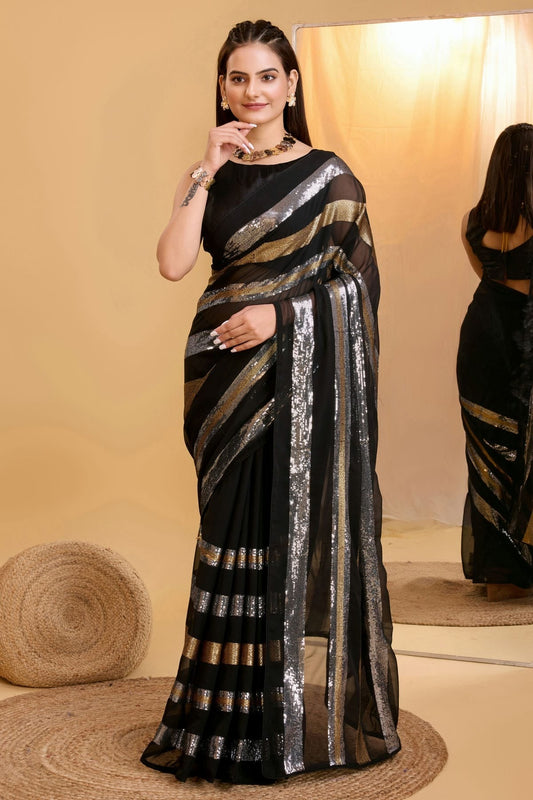 Black Georgette Saree NCSD11112587