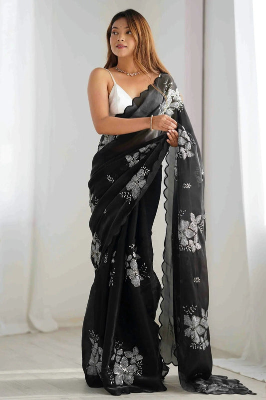 Black Jimmy choo Designer Saree NCSD11111843