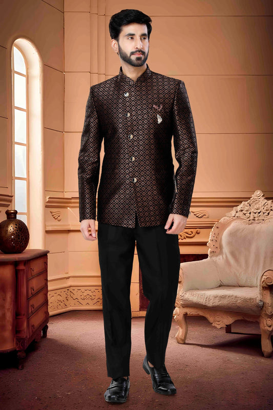 Black Jodhpuri In Jacquard NCJP11310114