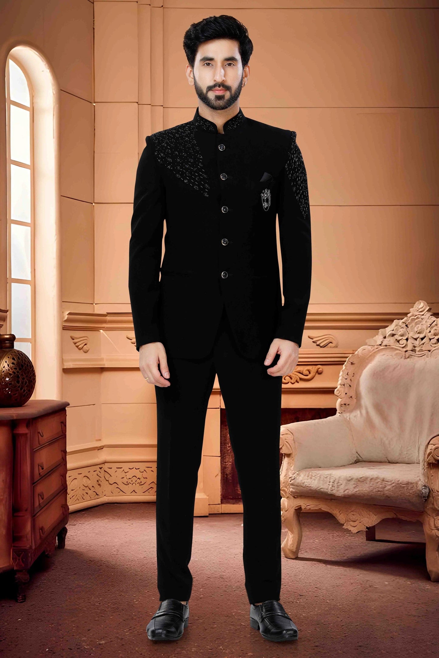 Black Jodhpuri In Japanese Terry Rayon NCJP11310120