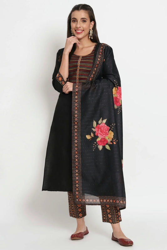 Black Magic Cotton Stitched Salwar Suit NCSS11111955