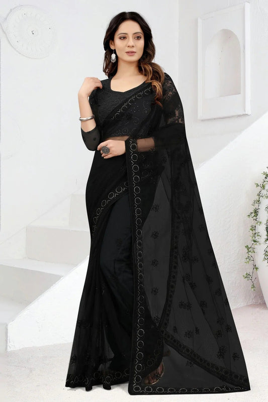 Black Net Designer Saree NCLC11210377