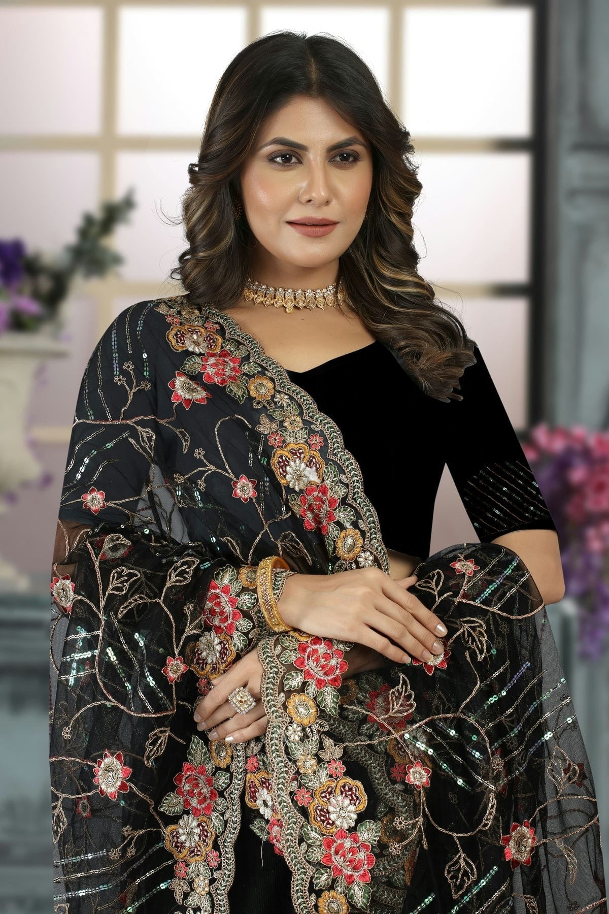 Black Net Designer Saree NCLC11210423