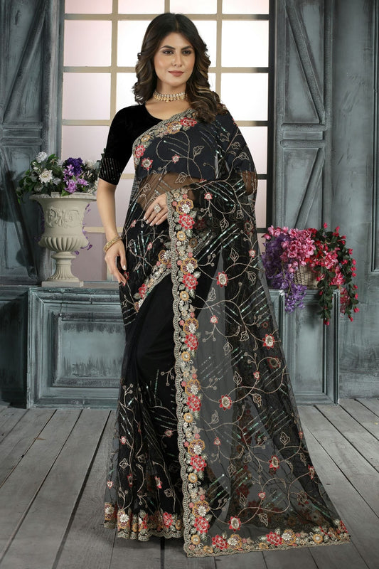 Black Net Designer Saree NCLC11210423