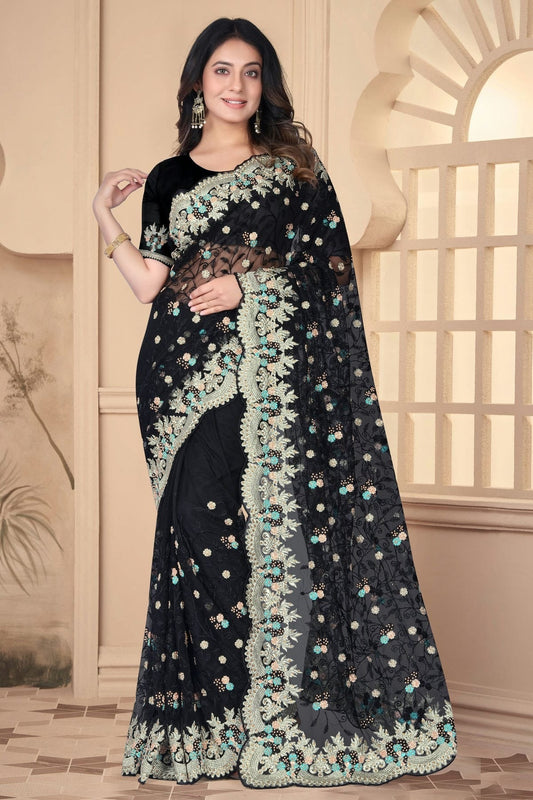 Black Net Designer Saree NCSD10910203