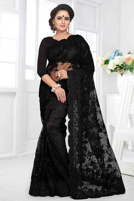 Black Net Designer Saree NCSD10910474