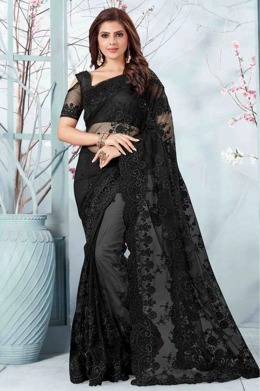 Black Net Designer Saree NCSD10910496