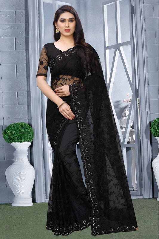 Black Net Designer Saree NCSD10910513