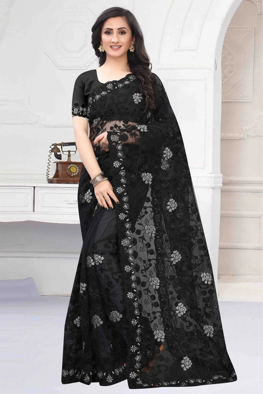 Black Net Designer Saree NCSD10910557