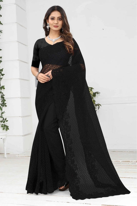 Black Net Designer Saree NCSD10910596