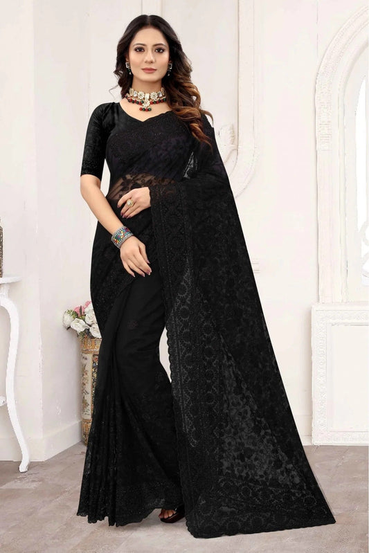 Black Net Designer Saree NCSD10910600