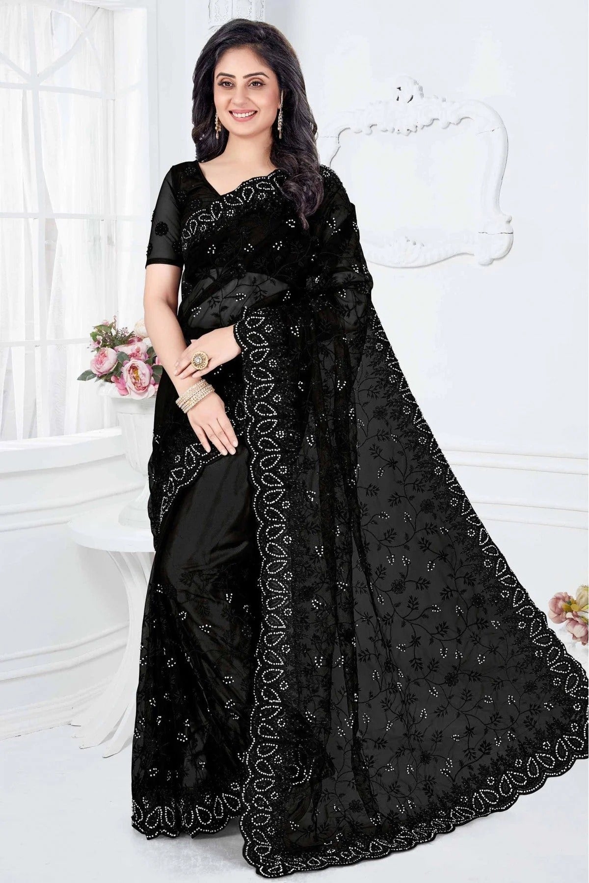 Black Net Designer Saree NCSD10910651