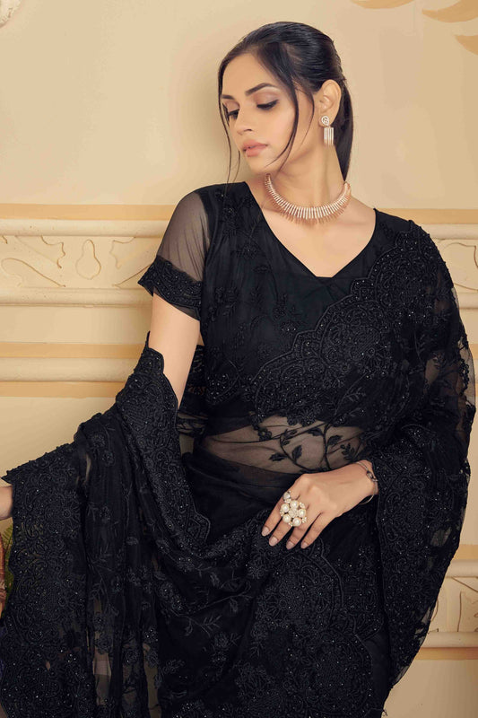 Black Net Designer Saree NCSD10910704