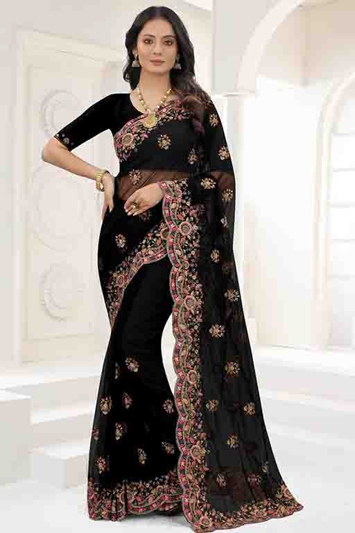 Black Net Designer Saree NCSD10910734