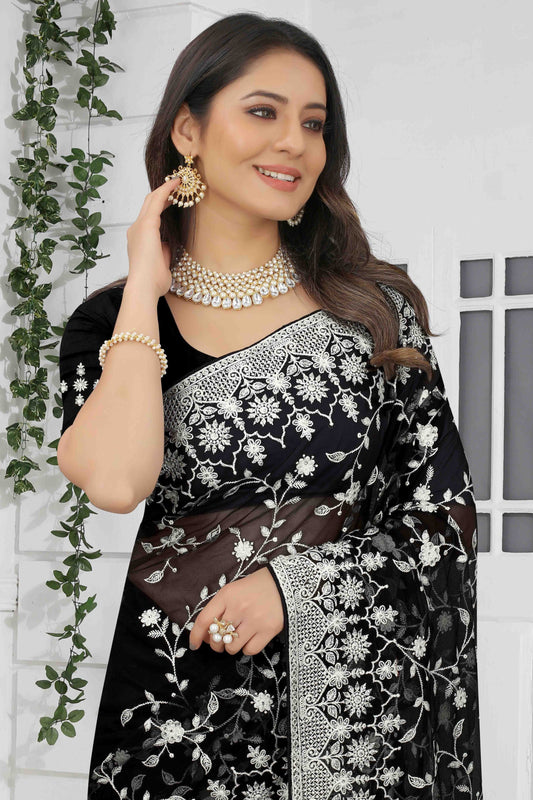 Black Net Designer Saree NCSD10910740