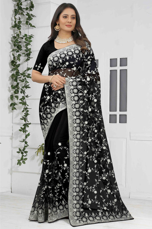 Black Net Designer Saree NCSD10910740