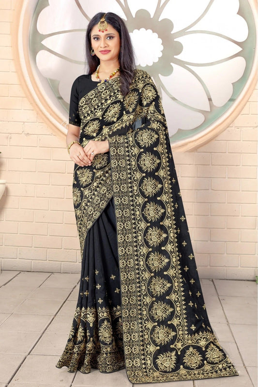 Black Net Embroidery Saree NCSD10910667