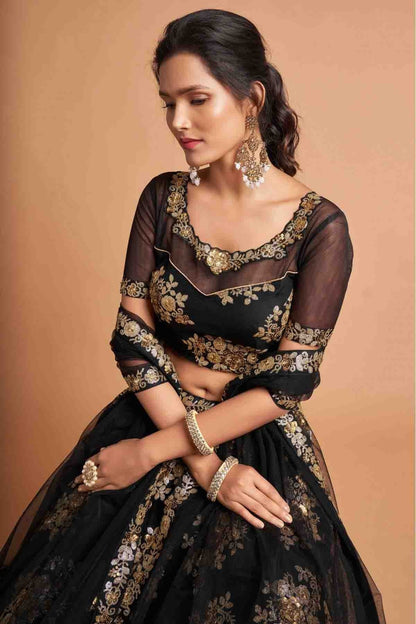 Black Net Lehenga Choli NCLC10110349