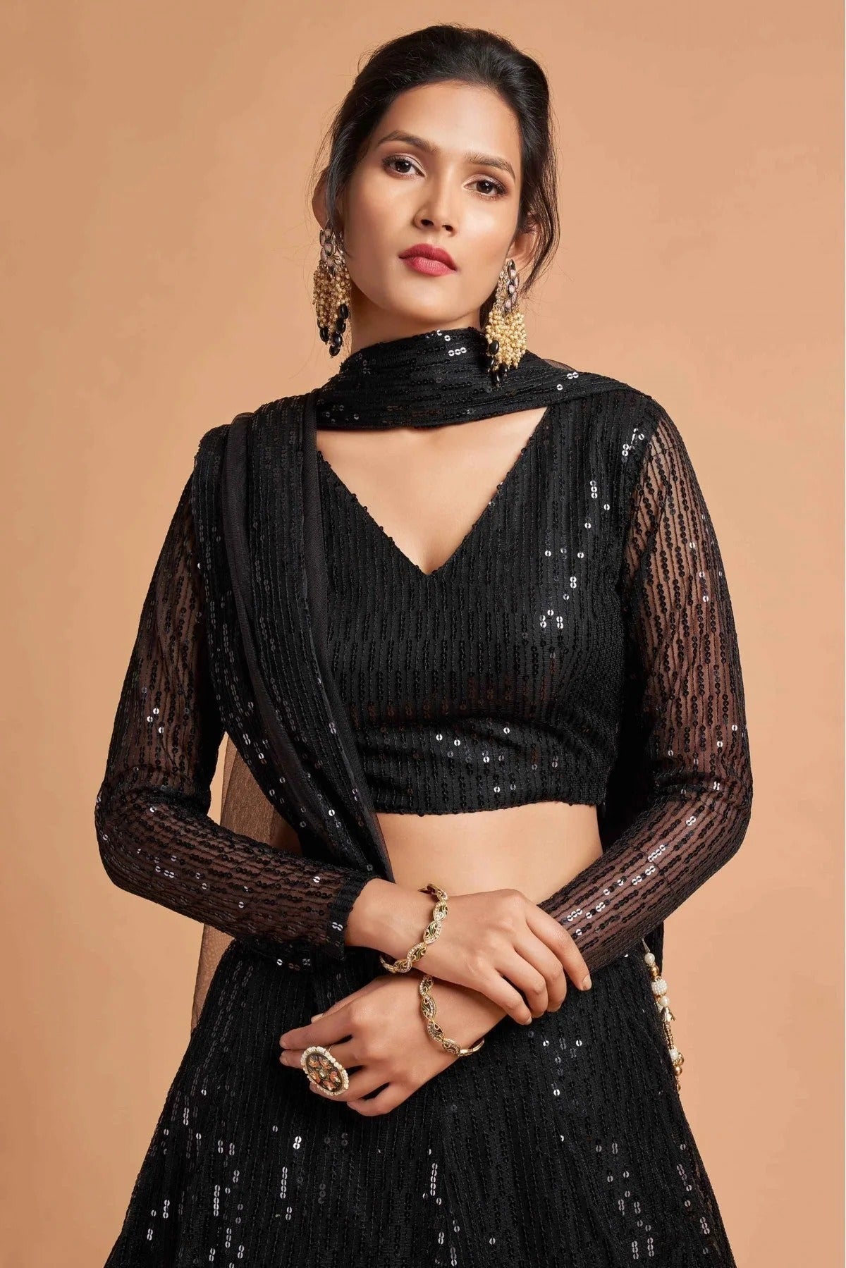 Black Net Lehenga Choli NCLC10110351