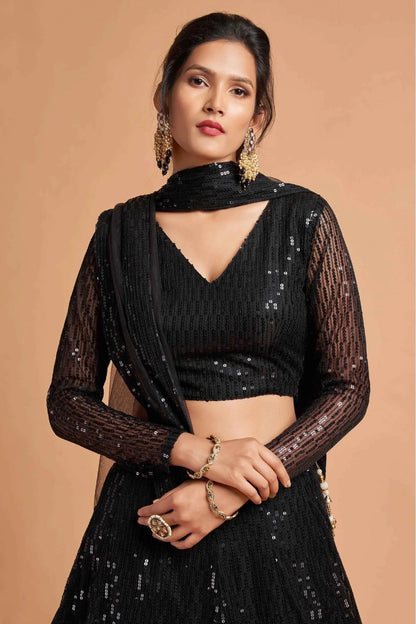 Black Net Lehenga Choli NCLC10110351