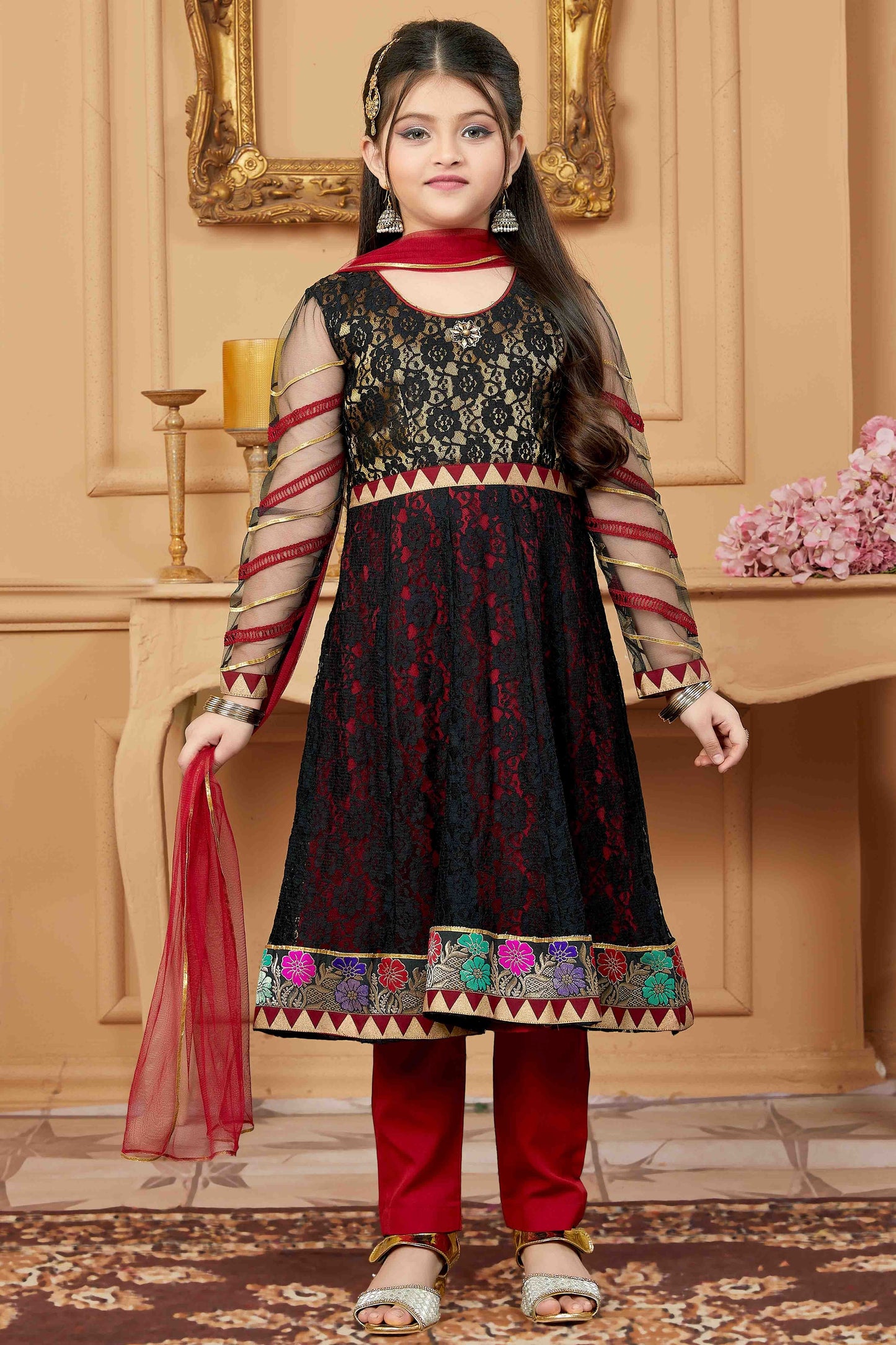 Black Net Pant Style Suit NCGW10710835