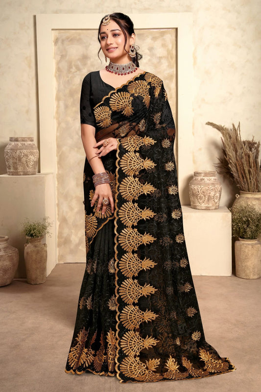 Black Net Saree NCSD10910262