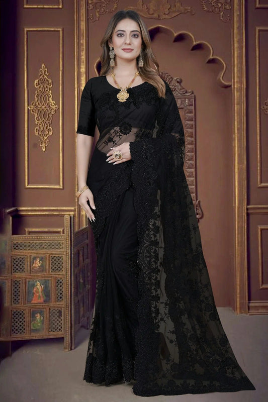 Black Net Saree NCSD10910317