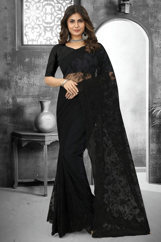 Black Net Saree NCSD10910371