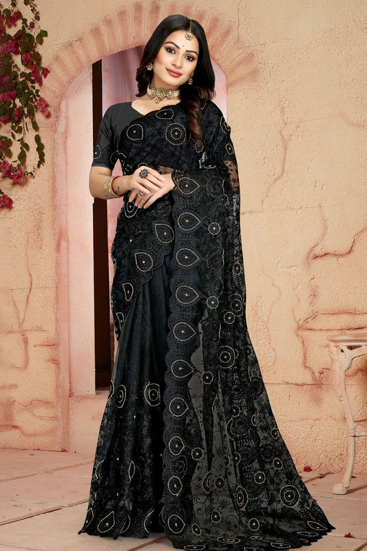 Black Net Saree NCSD10910387