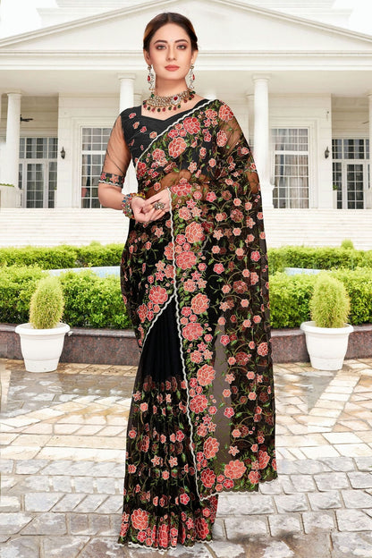 Black Net Saree NCSD10910432
