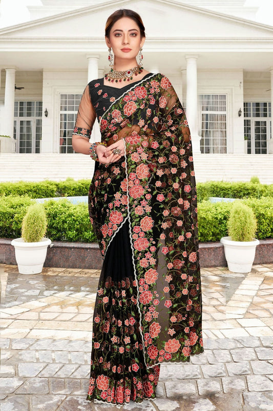 Black Net Saree NCSD10910432