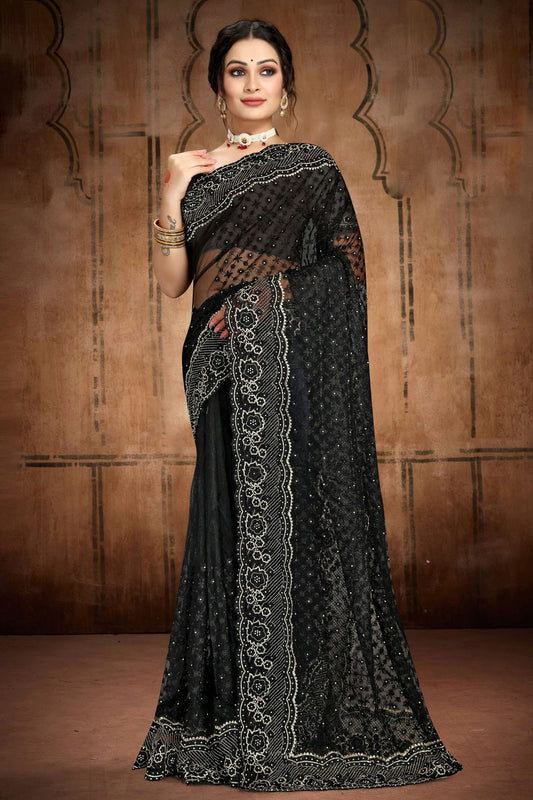 Black Net Saree NCSD10910440