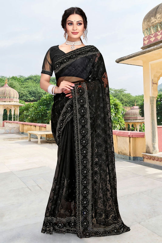 Black Net Saree NCSD10910449