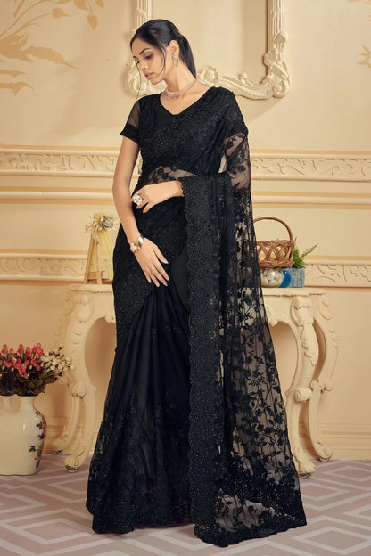 Black Net Saree NCSD10910457