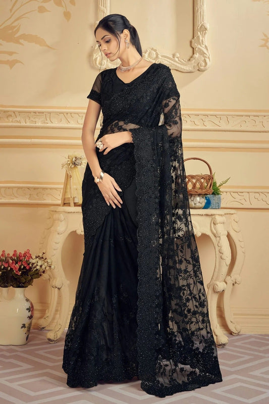 Black Net Saree NCSD10910457