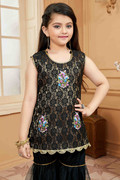 Black Net Sharara Suit NCGW10710833