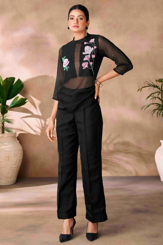 Black Organza Co-Ord Set NCTP10810122