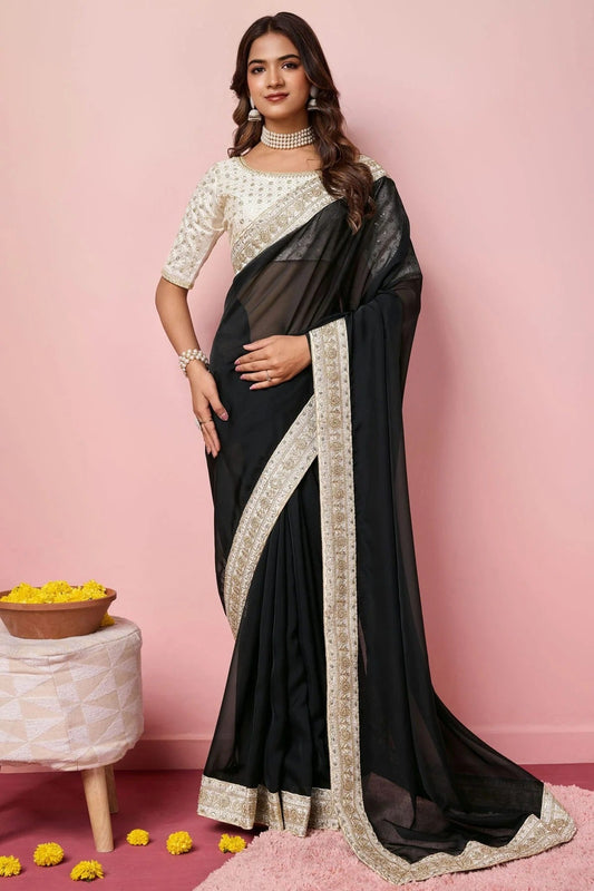 Black Organza Designer Saree NCSD11112215