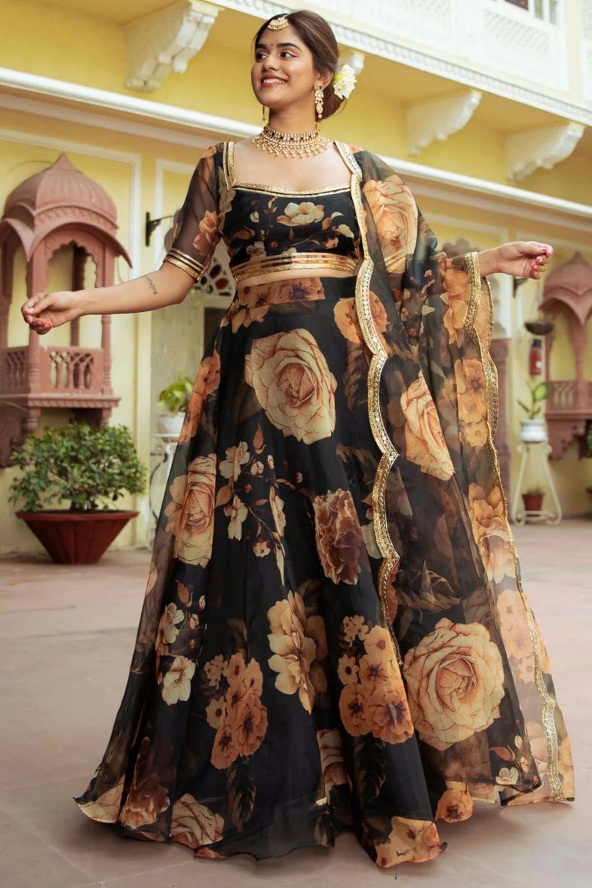 Black Organza Lehenga Choli NCLC10110110