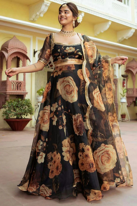 Black Organza Lehenga Choli NCLC10110110