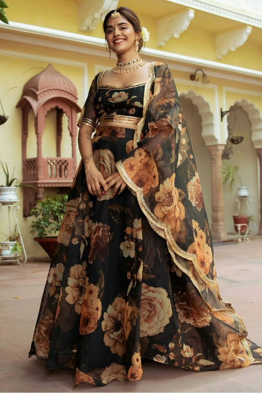 Black Organza Lehenga Choli NCLC10110110