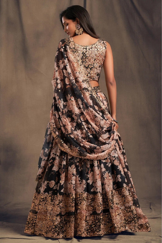 Black Organza Lehenga Choli NCLC10110332