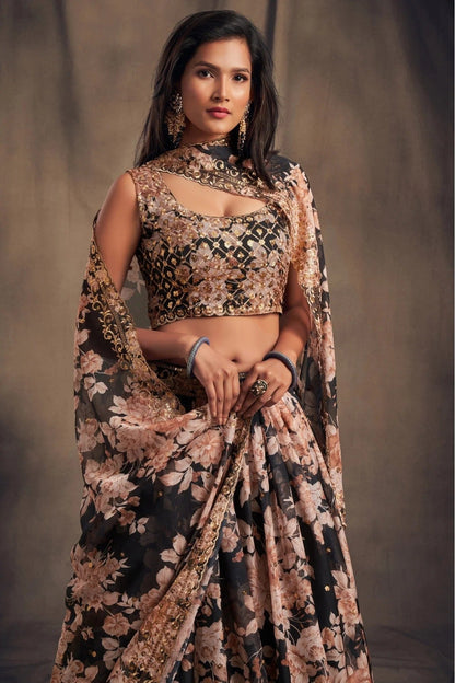 Black Organza Lehenga Choli NCLC10110332